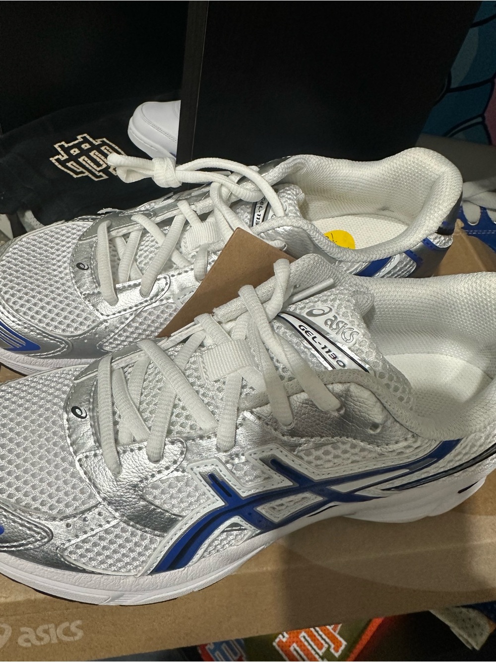 Asics Silver and Blue Sneakers
